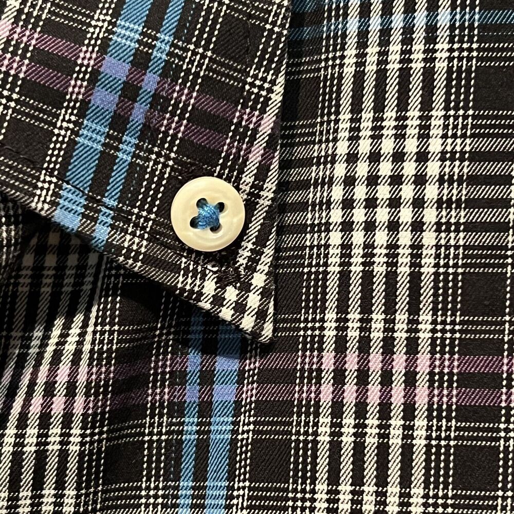 Peter Millar Crown Sport Purple & Blue Plaid Button Down Shirt Men’s Size Small - Picture 6 of 10